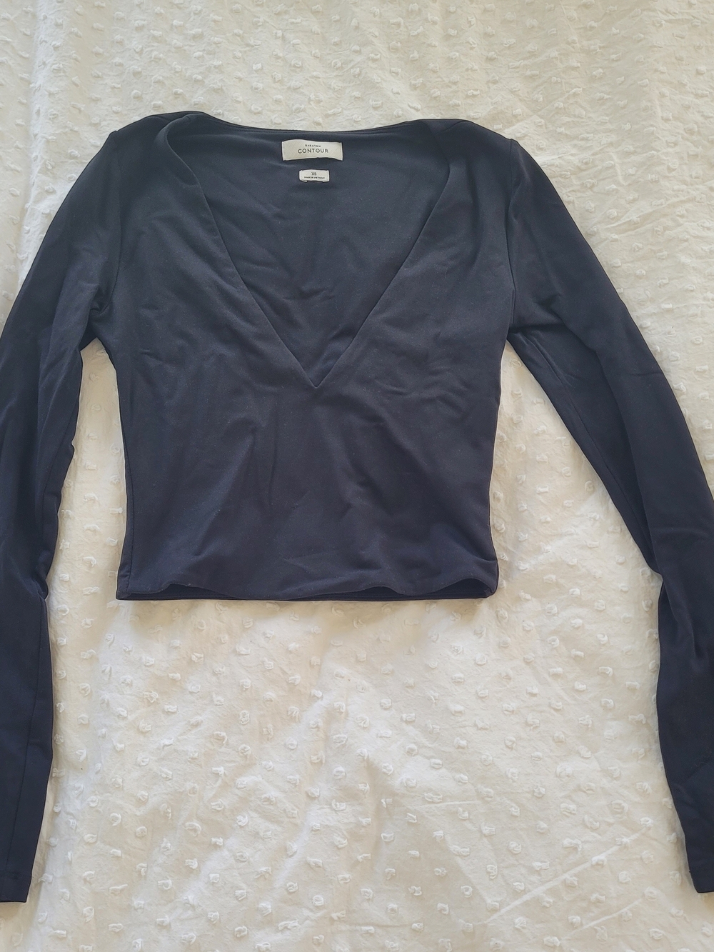 Babaton Black Deep V Crop Top